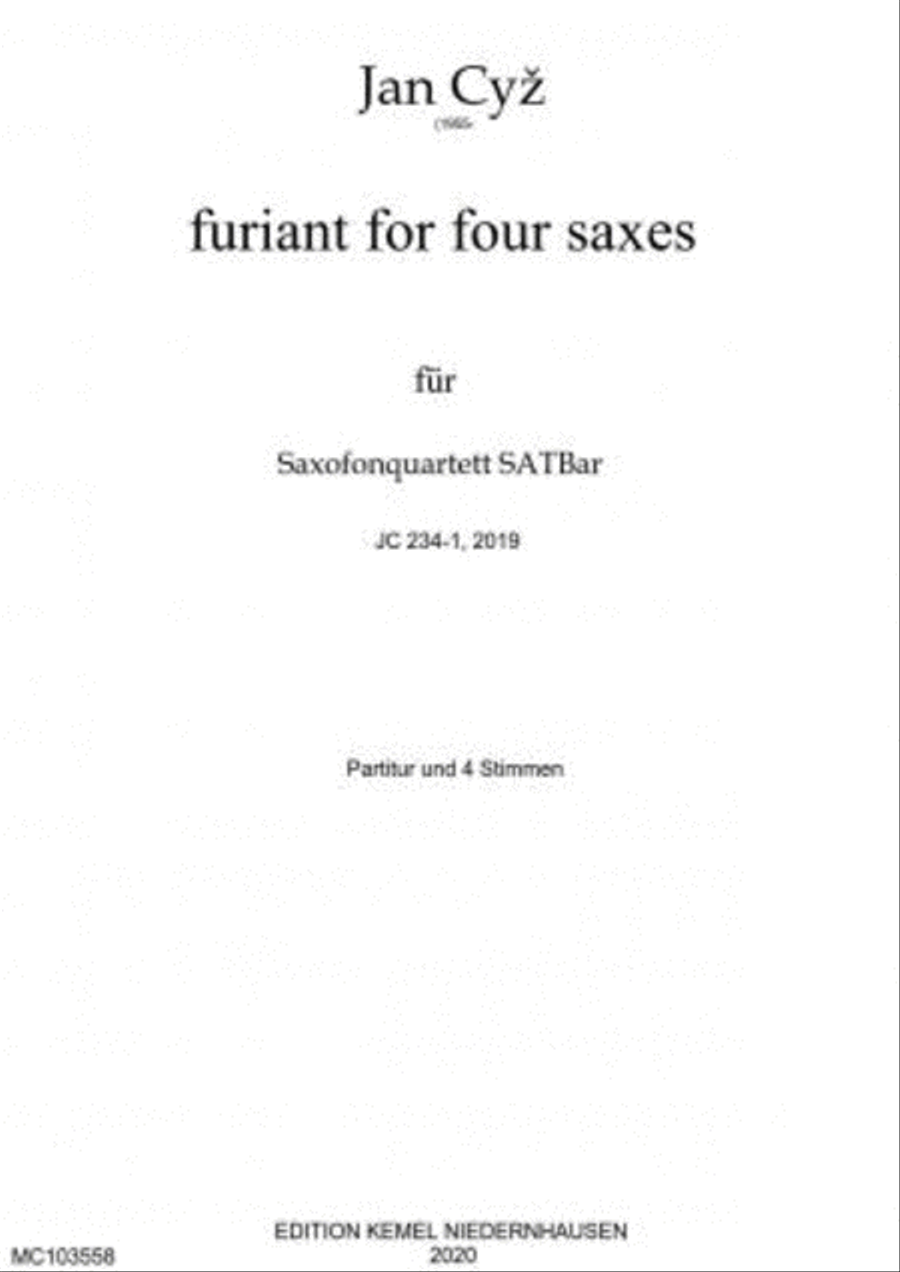 Furiant for four saxes Saxophone Quartet scores gallery preview page 1