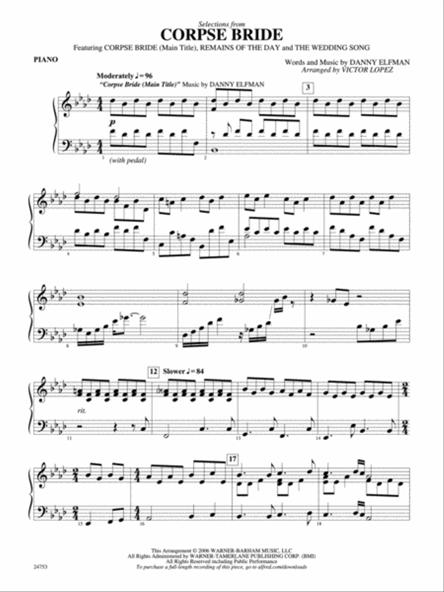 Corpse Bride, Selections from: Piano Accompaniment Concert Band scores gallery preview page 1