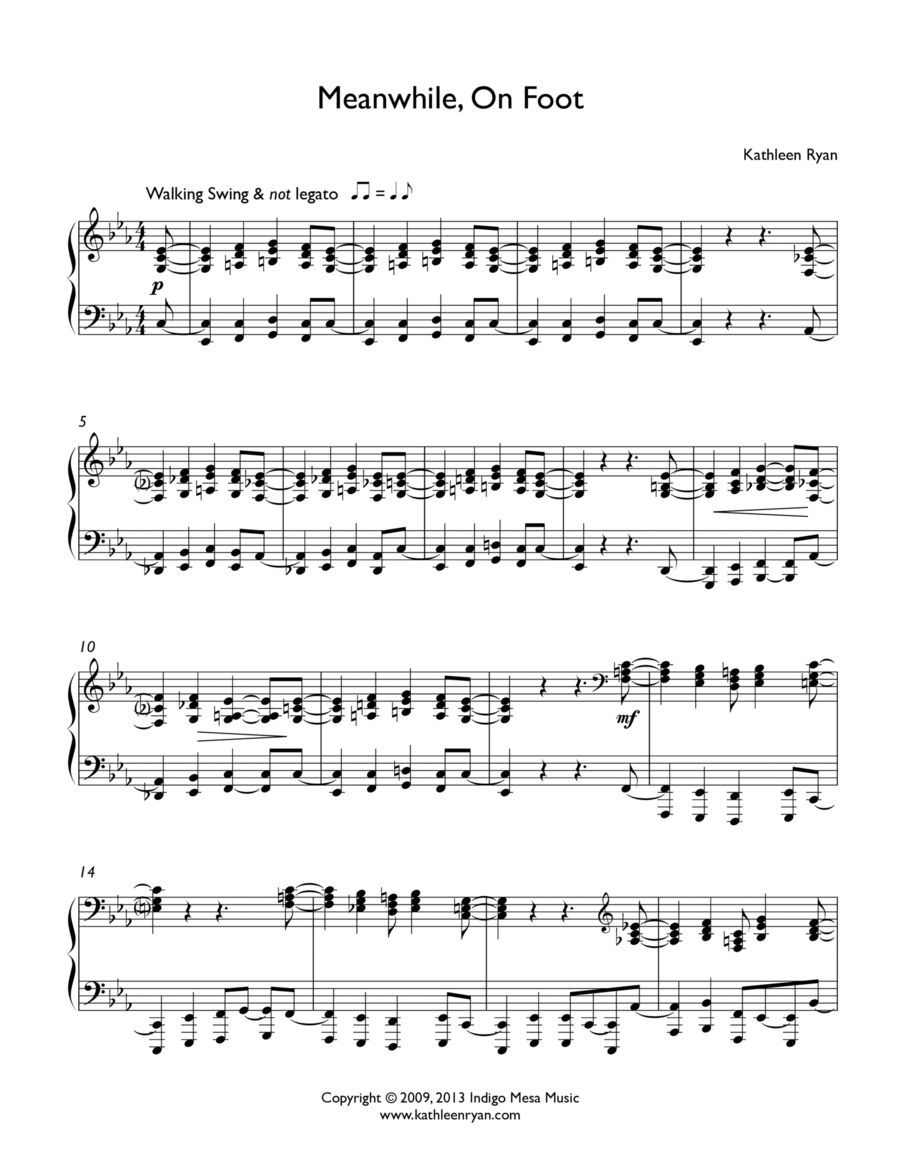 Meanwhile, On Foot Piano Solo scores gallery preview page 1