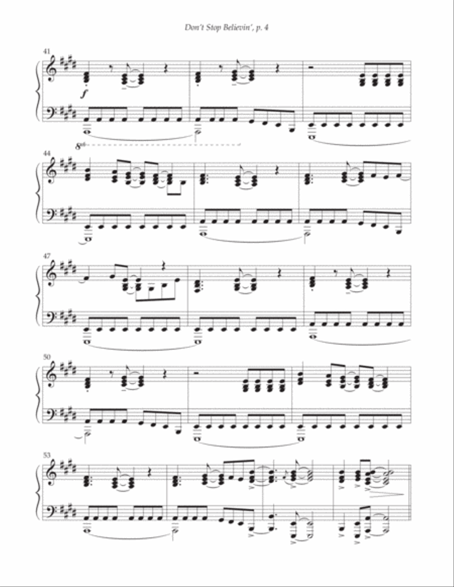 Don't Stop Believin' Piano Solo scores gallery preview page 4