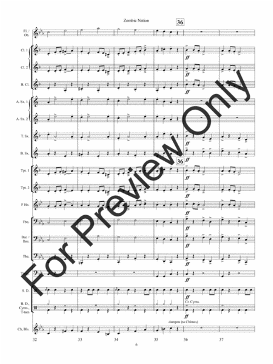 Zombie Nation Concert Band scores gallery preview page 10