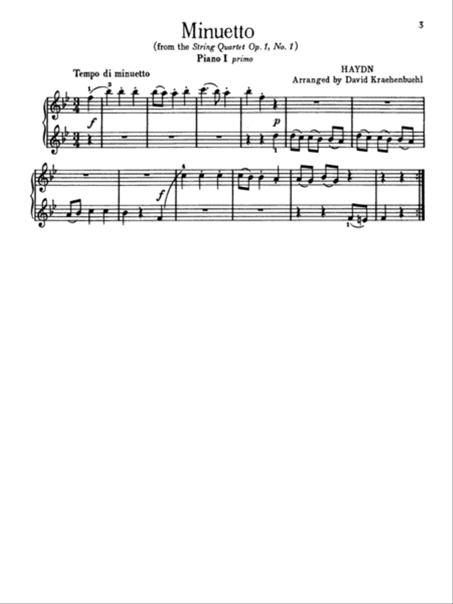 Minuetto from String Quartet, Op. 1, No. 1