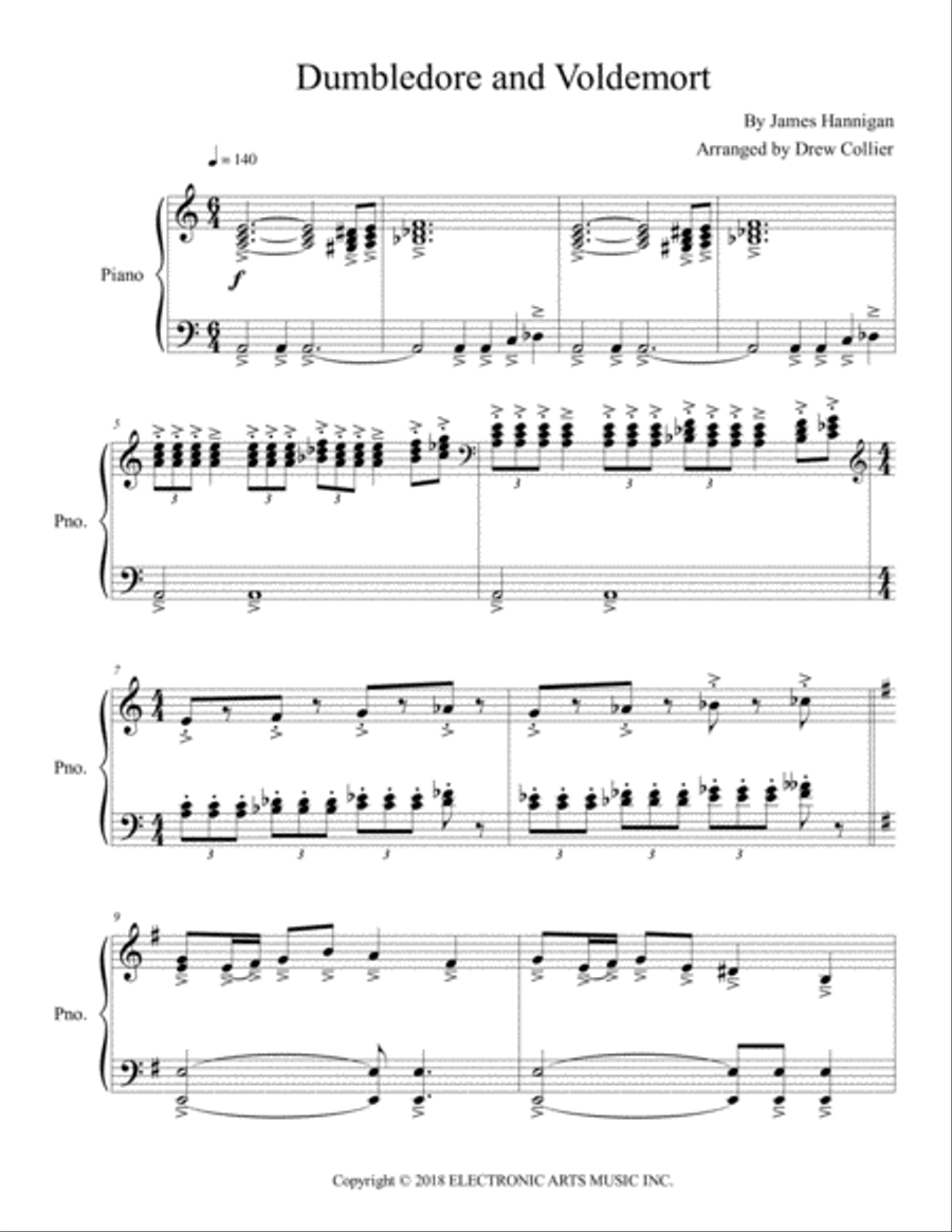 Dumbledore And Voldemort Piano Solo scores gallery preview page 1