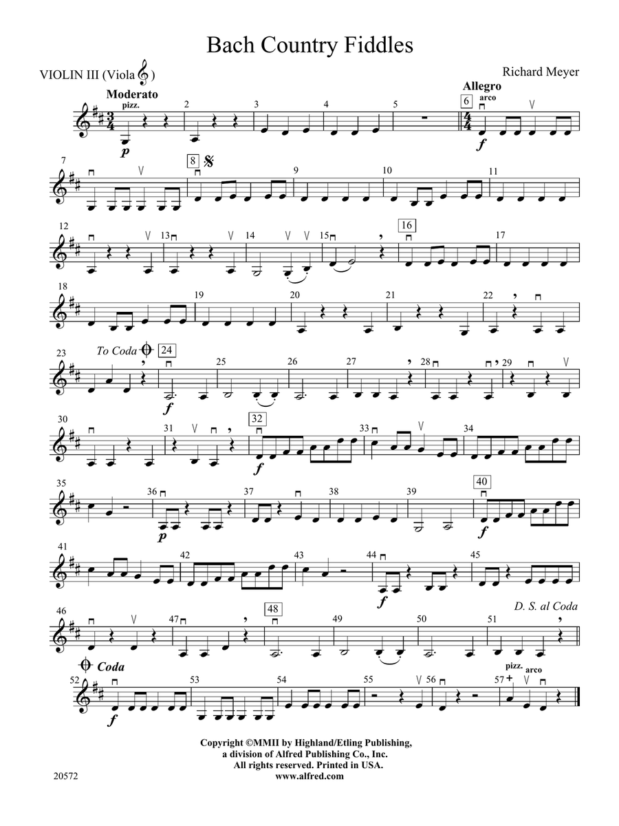 Bach Country Fiddles: 3rd Violin (Viola [TC])