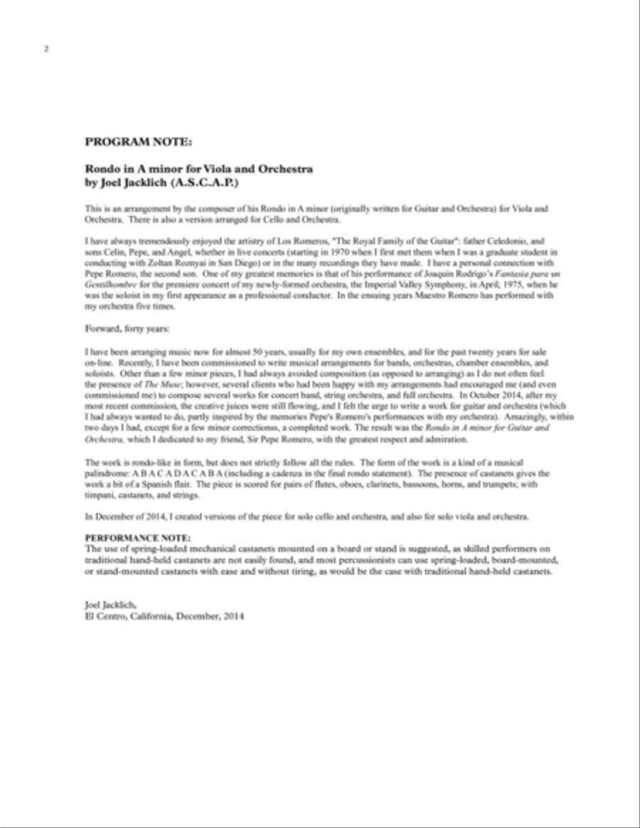 Rondo in A minor for Viola and Orchestra Chamber Orchestra scores gallery preview page 2