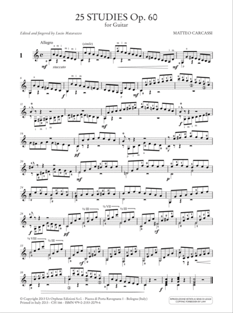 25 Studies Op. 60 for Guitar. Foreword by Angelo Gilardino Acoustic Guitar scores gallery preview page 2