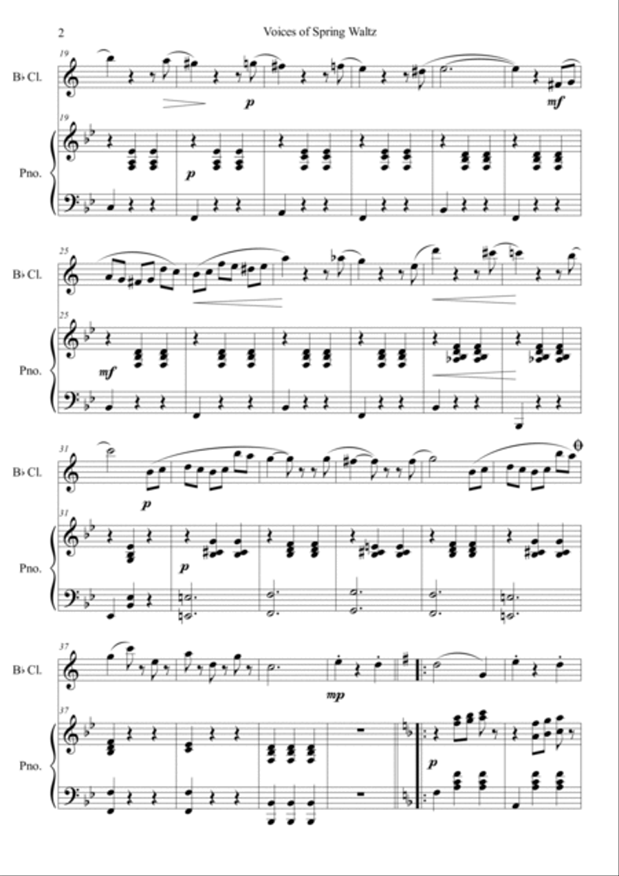 Voice of Spring Waltz Clarinet Solo scores gallery preview page 2