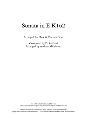 Book cover for Sonata in E K162 arranged for Flute and Clarinet
