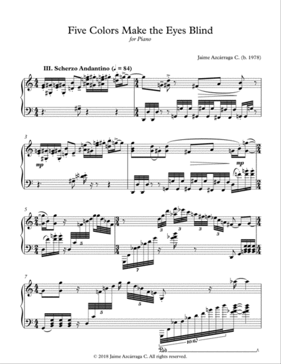 Five Colors Make the Eyes Blind (3rd and 4th Movements) Piano Solo scores gallery preview page 3
