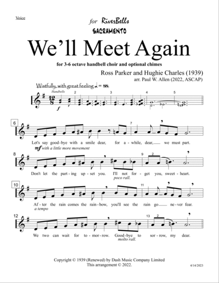 We'll Meet Again (voice) Handbell Choir scores gallery preview page 2