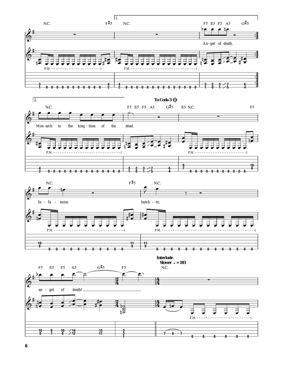 Angel Of Death Electric Guitar scores gallery preview page 6
