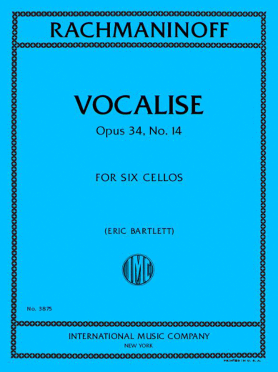 Vocalise, Op. 34, No. 14, for Six Cellos Set of Parts scores gallery preview page 1