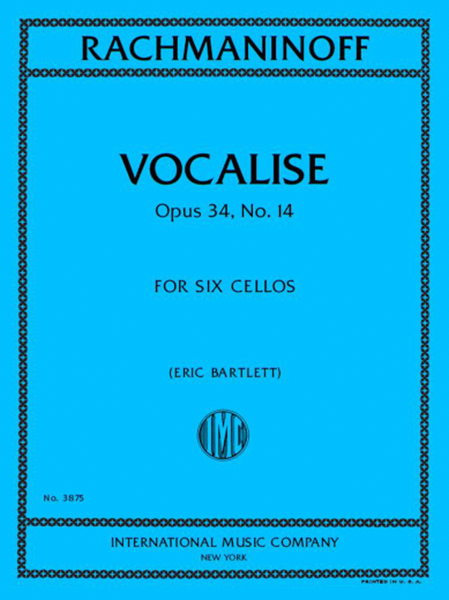 Vocalise, Op. 34, No. 14, for Six Cellos