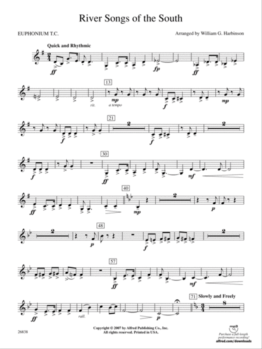 River Songs of the South: Baritone T.C. Concert Band scores gallery preview page 1