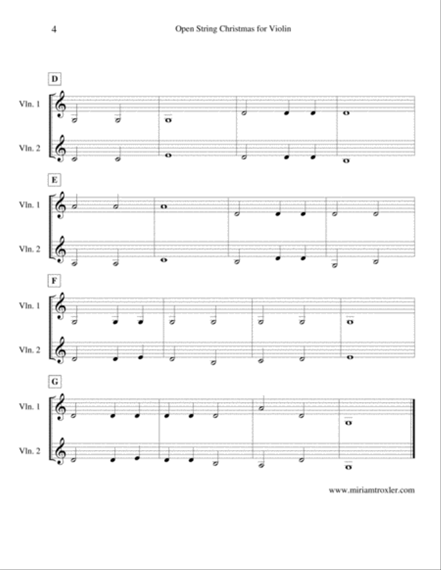 Open String Christmas for Violin Violin Solo scores gallery preview page 4