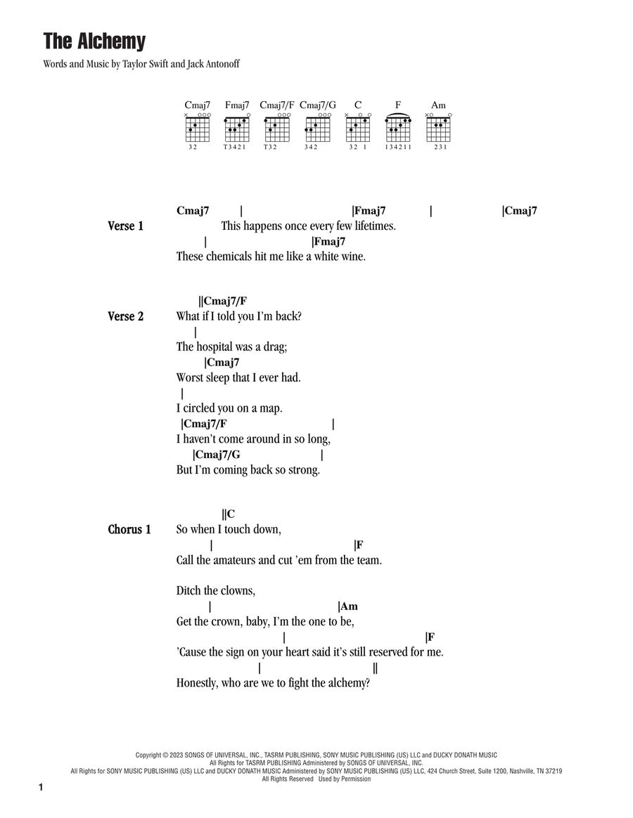 The Alchemy by Taylor Swift Electric Guitar Digital Sheet Music Sheet Music Plus