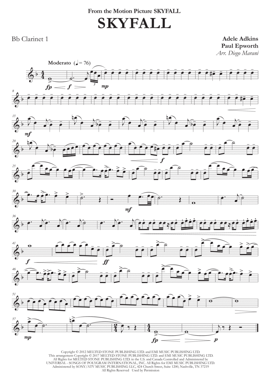 Skyfall Woodwind Quartet scores gallery preview page 1