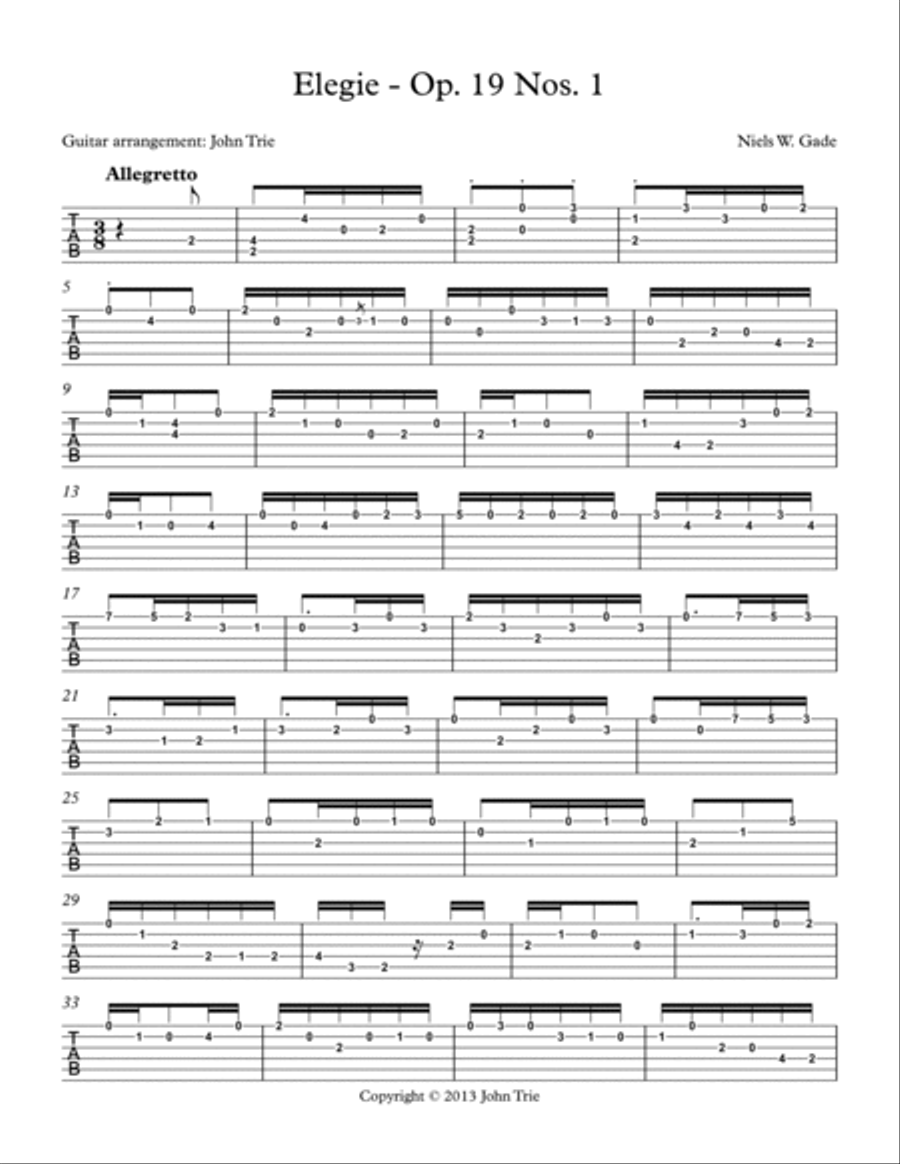 Elegie - Op. 19 Nos. 1 - tab Acoustic Guitar scores gallery preview page 2