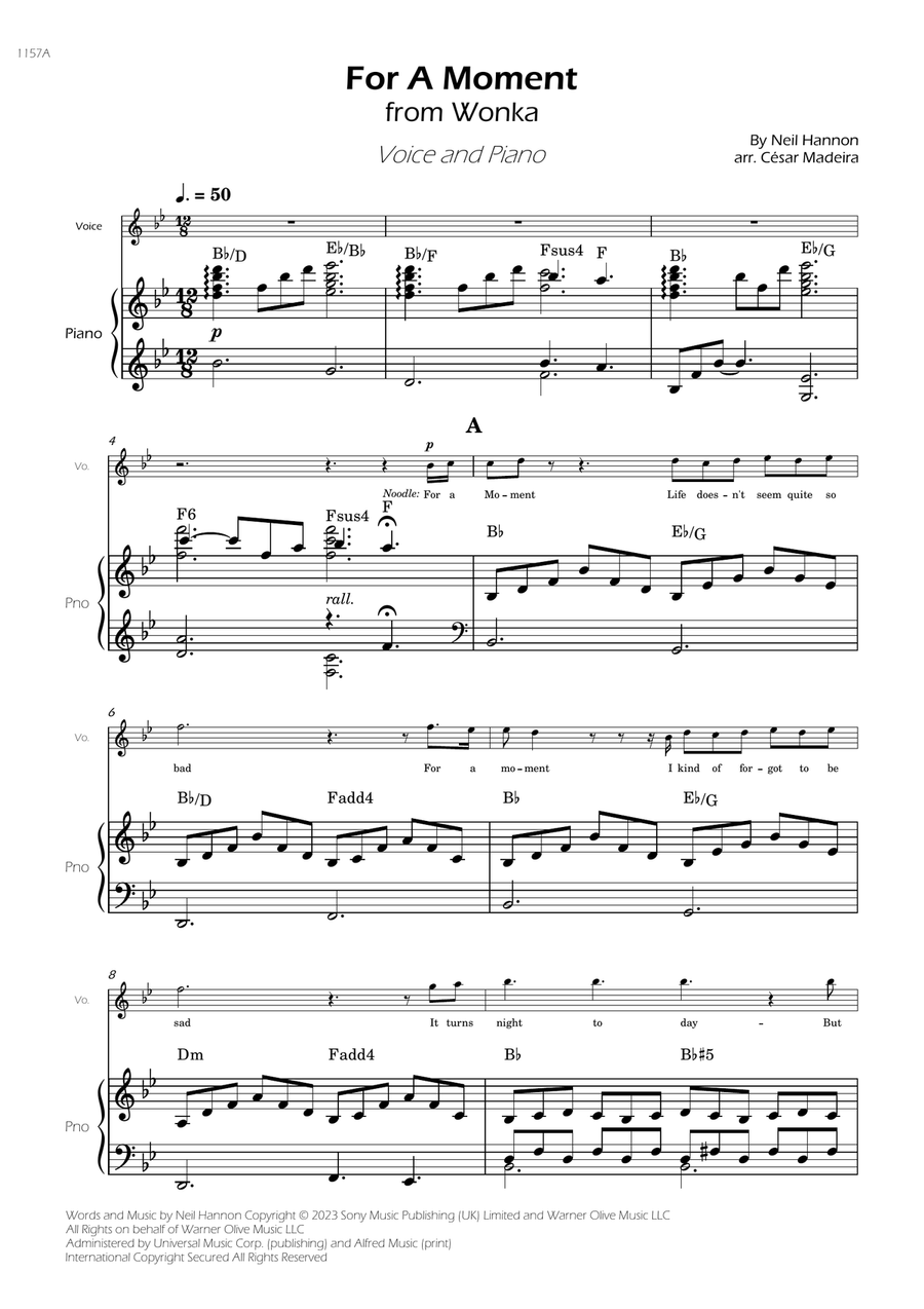 For A Moment Piano, Vocal scores gallery preview page 1