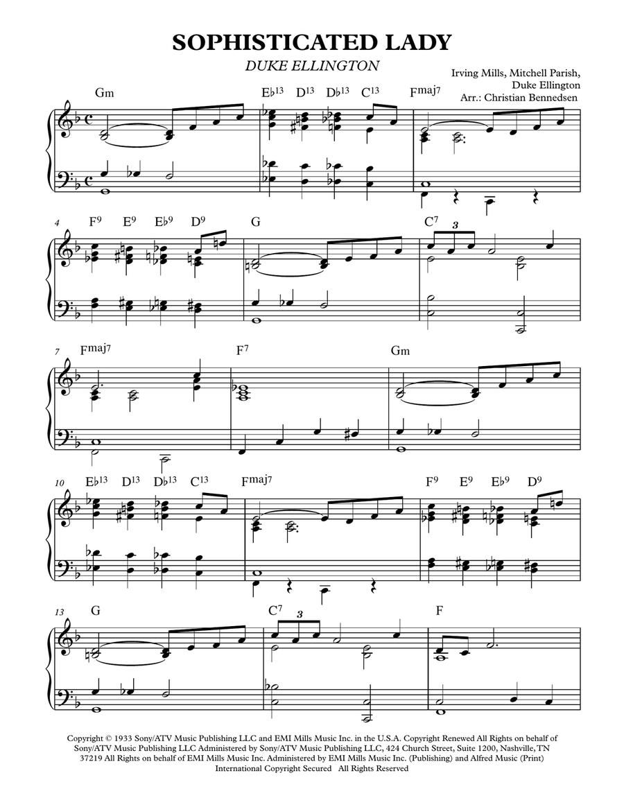 Sophisticated Lady Sophisticated Lady Piano Solo scores gallery preview page 1