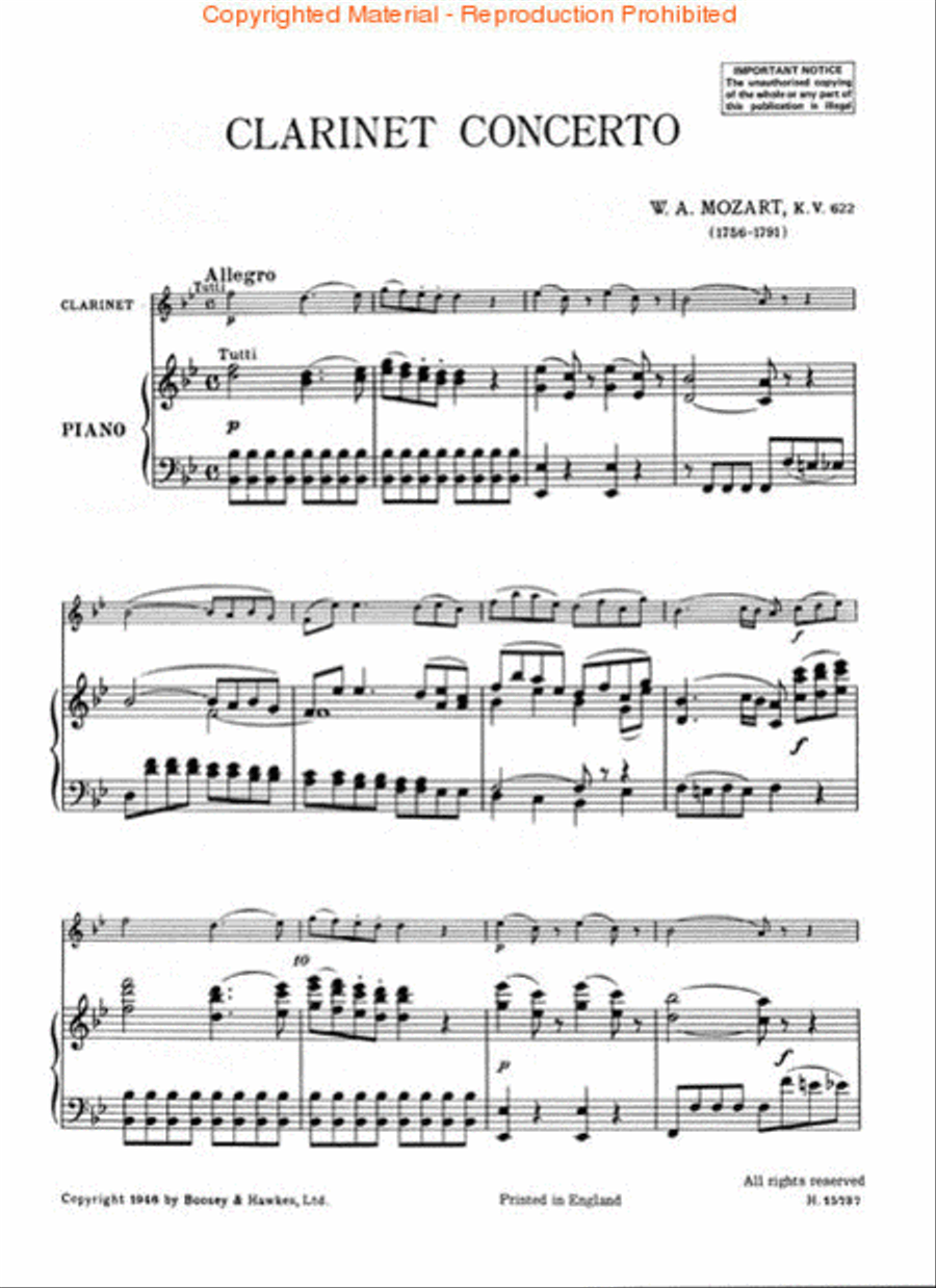 Concerto for Clarinet in B-flat and Orchestra, KV 622 Orchestra scores gallery preview page 2