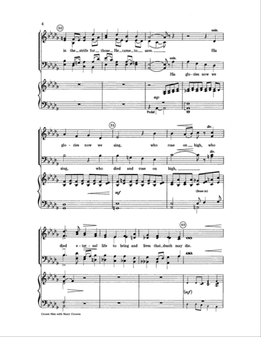 Crown Him with Many Crowns 4-Part scores gallery preview page 4