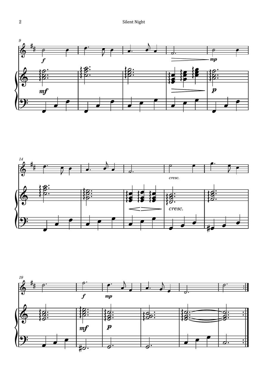 Silent Night Piano scores gallery preview page 2