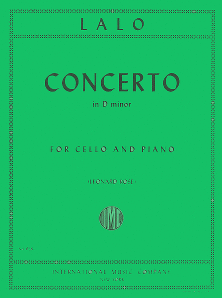 Concerto In D Minor by Edouard Lalo Piano Accompaniment - Sheet Music