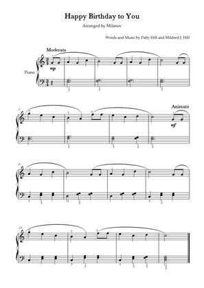 Book cover for Happy Birthday to You Piano in C Easy Intermediate Fingering