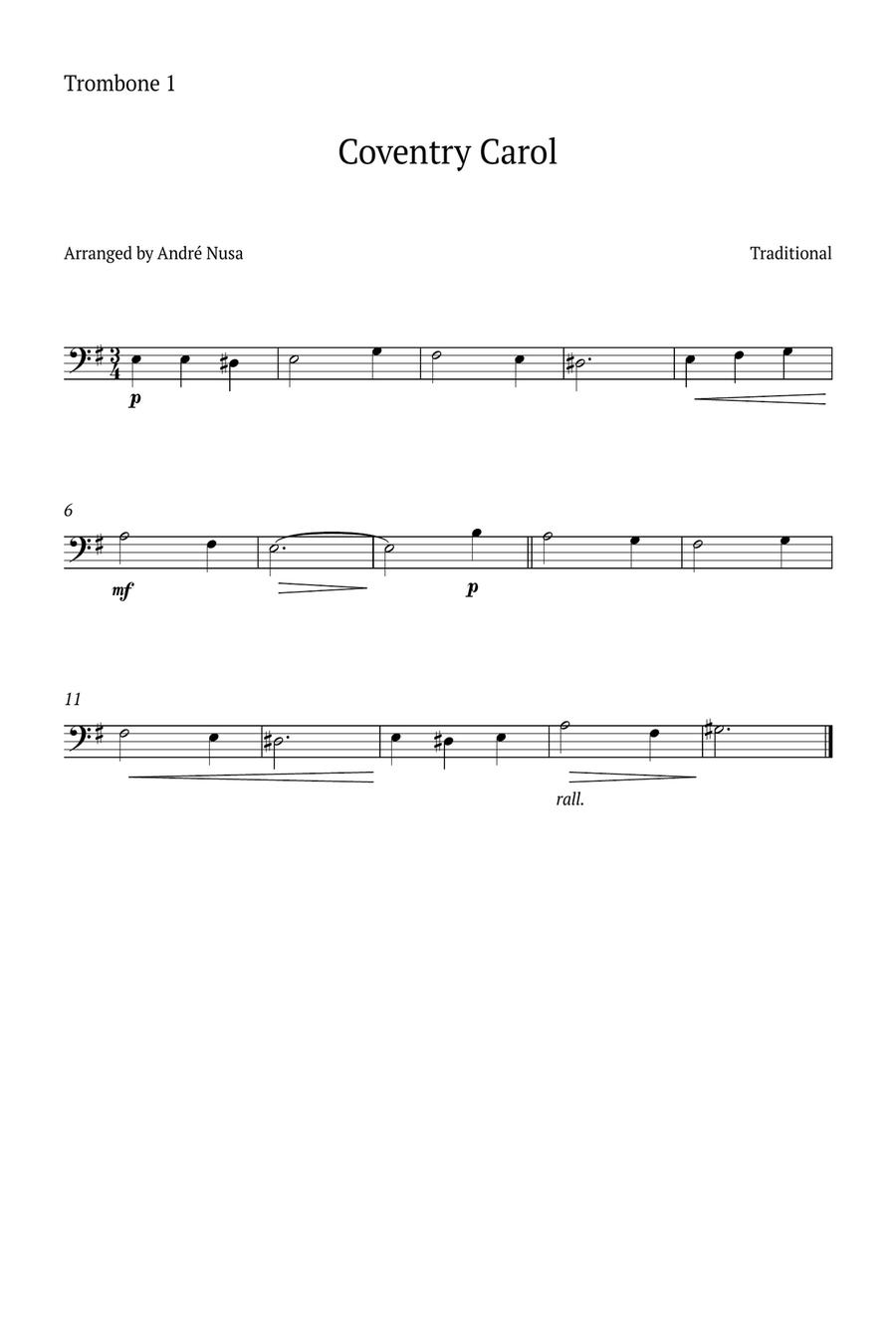 Conventry Carol Trombone Duet scores gallery preview page 2