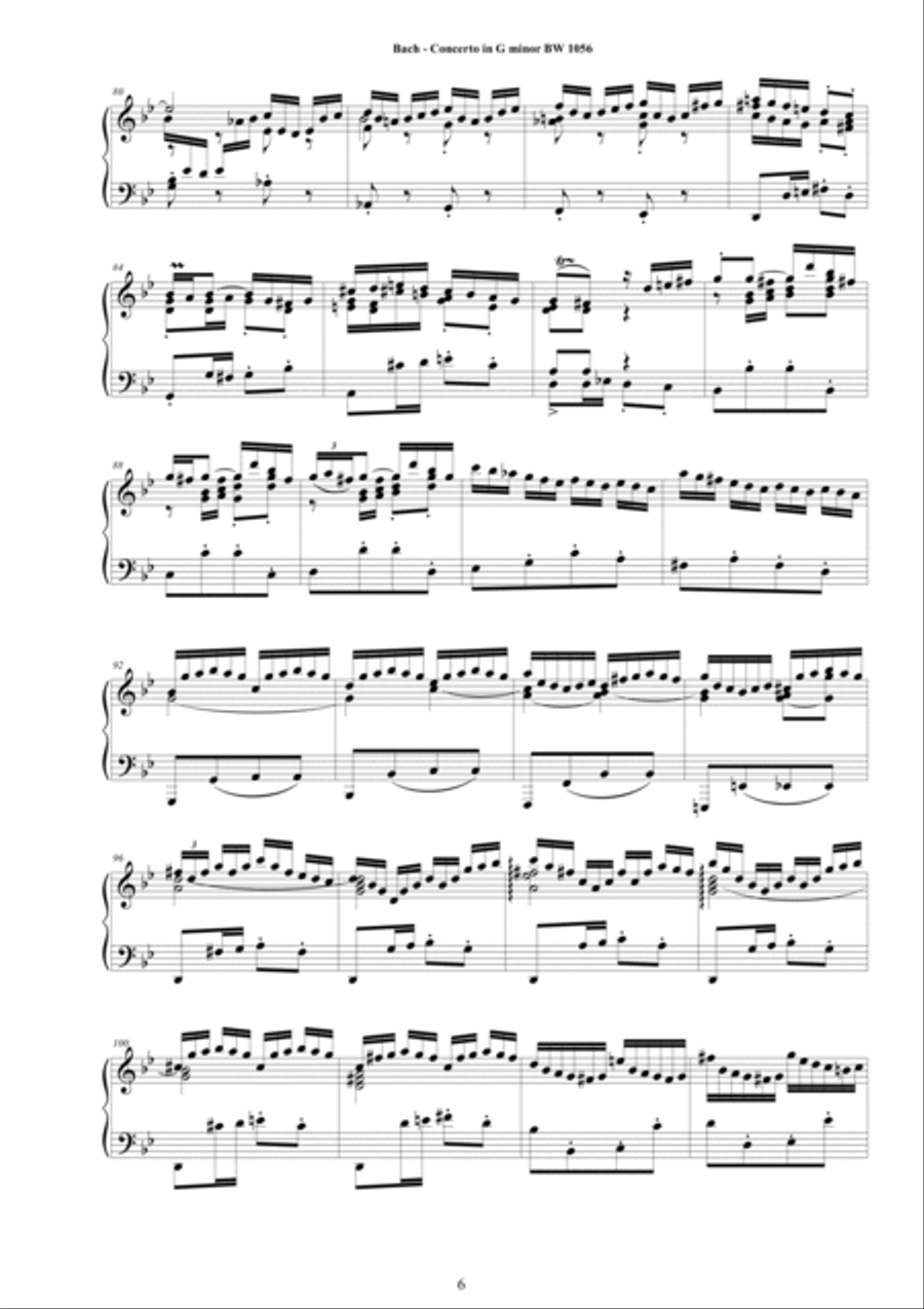Bach - Piano Concerto in G minor BWV 1056 - Piano Version Piano Solo scores gallery preview page 6