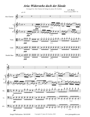 Book cover for BACH: Widerstehe doch der Sünde, BWV 54 for Alto Clarinet & Strings