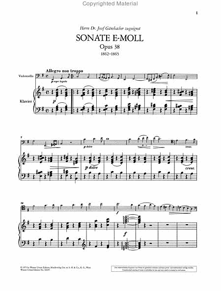 Sonata for piano and violoncello, E minor, Op. 38