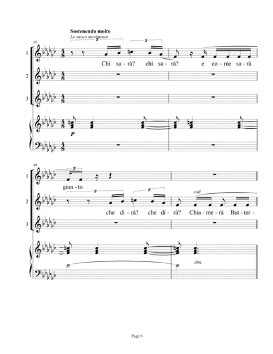 Un bel di, vedremo, from Madama Butterfly (Trio - SSM) Mezzo-Soprano Voice scores gallery preview page 6