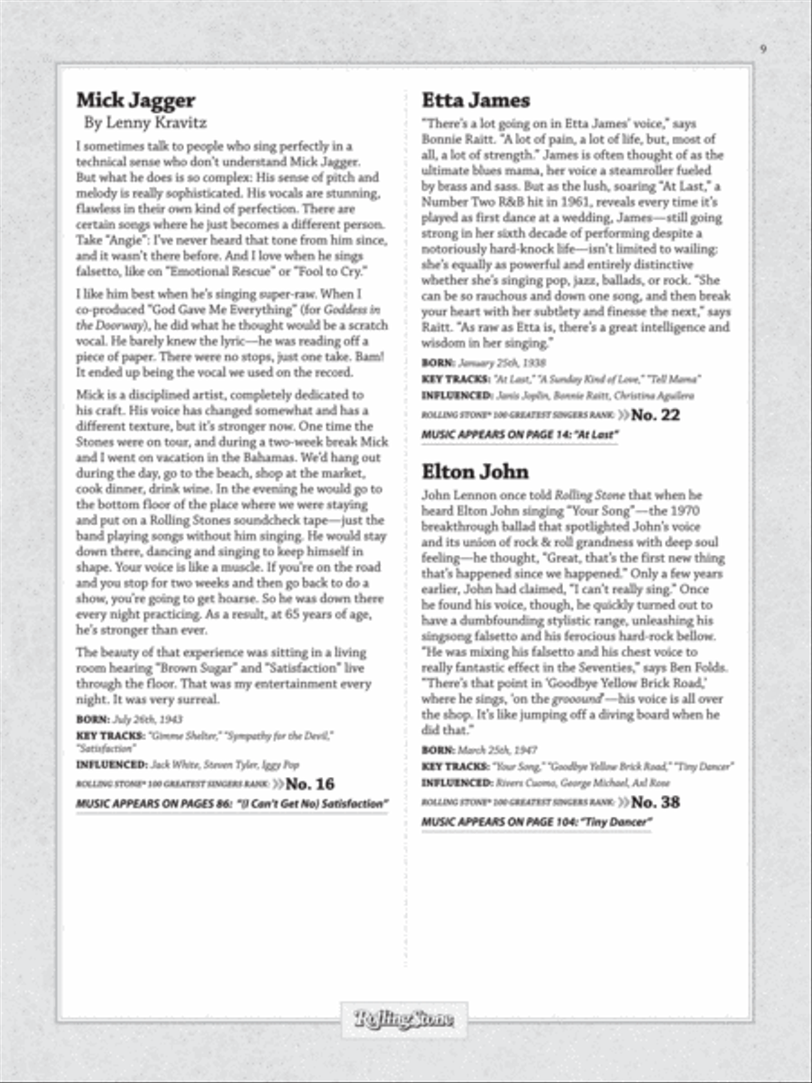 Rolling Stone Sheet Music Anthology of Rock & Soul Classics Voice scores gallery preview page 2