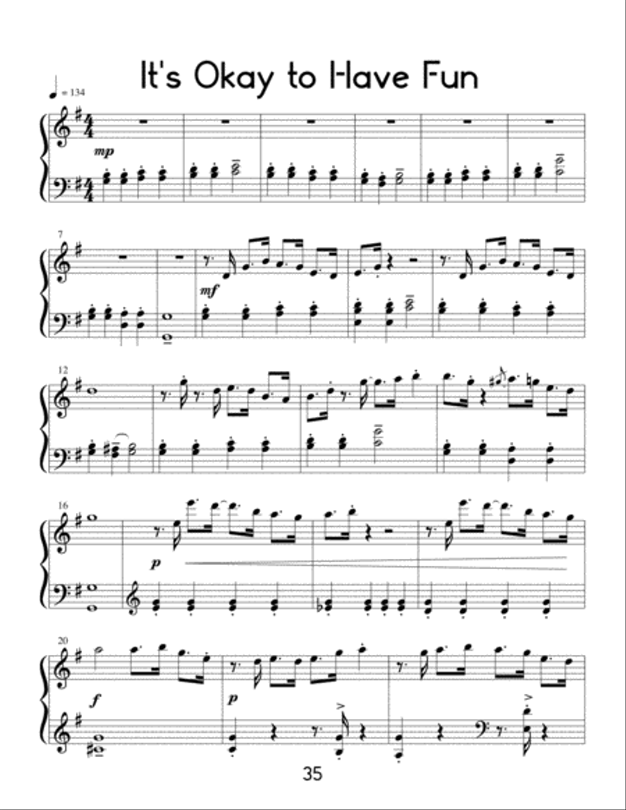 It's Okay to Have Fun (Alternate Version in G Major) Easy Piano scores gallery preview page 1