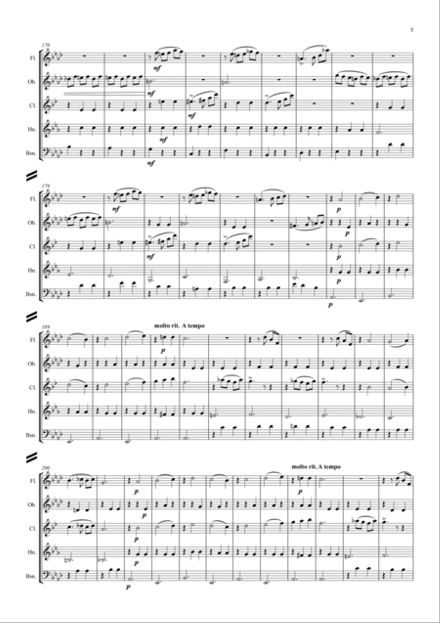 Tchaikovsky: The Seasons Op.37a “Winter” (Dec, Jan, Feb) - wind quintet Woodwind Quintet scores gallery preview page 5
