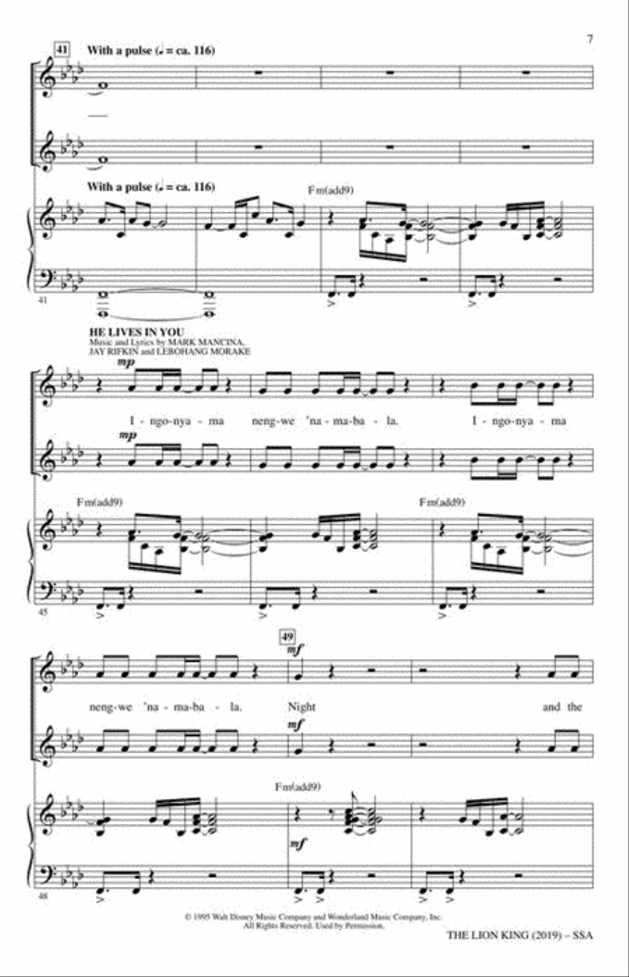 <br>Sheet music extract