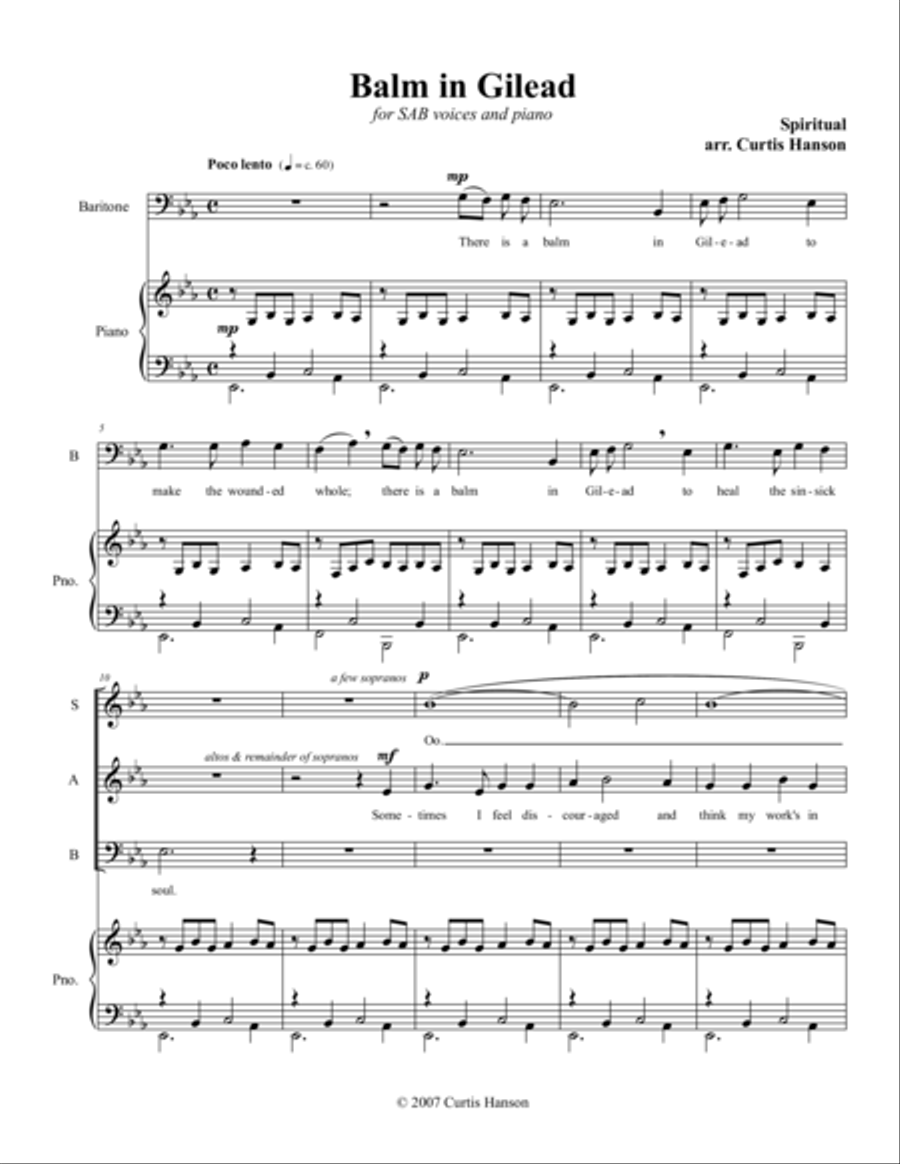 Balm in Gilead (SAB) 3-Part scores gallery preview page 1
