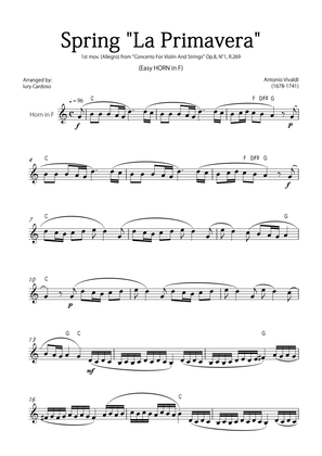 "Spring" (La Primavera) by Vivaldi - Easy version for HORN in F SOLO