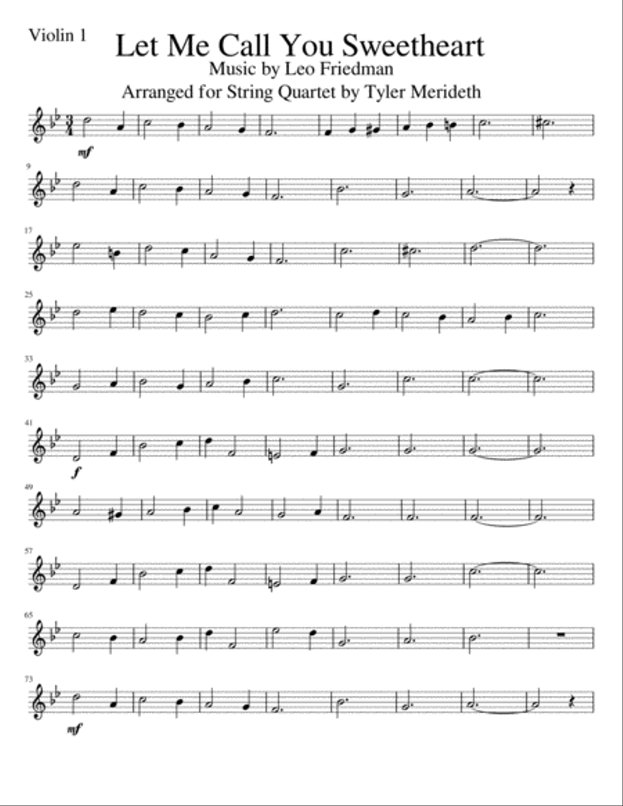 Let Me Call You Sweetheart for String Quartet String Quartet scores gallery preview page 6