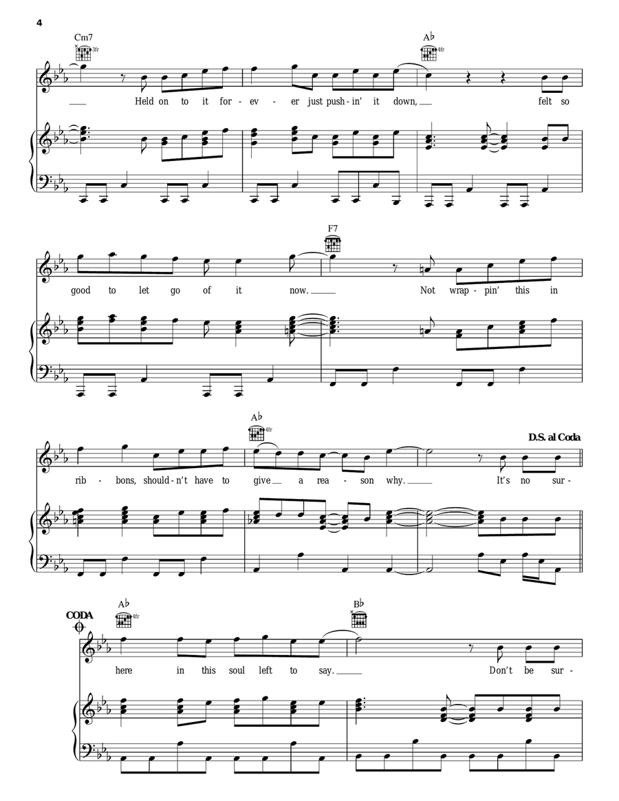 No Surprise Piano, Vocal, Guitar scores gallery preview page 4