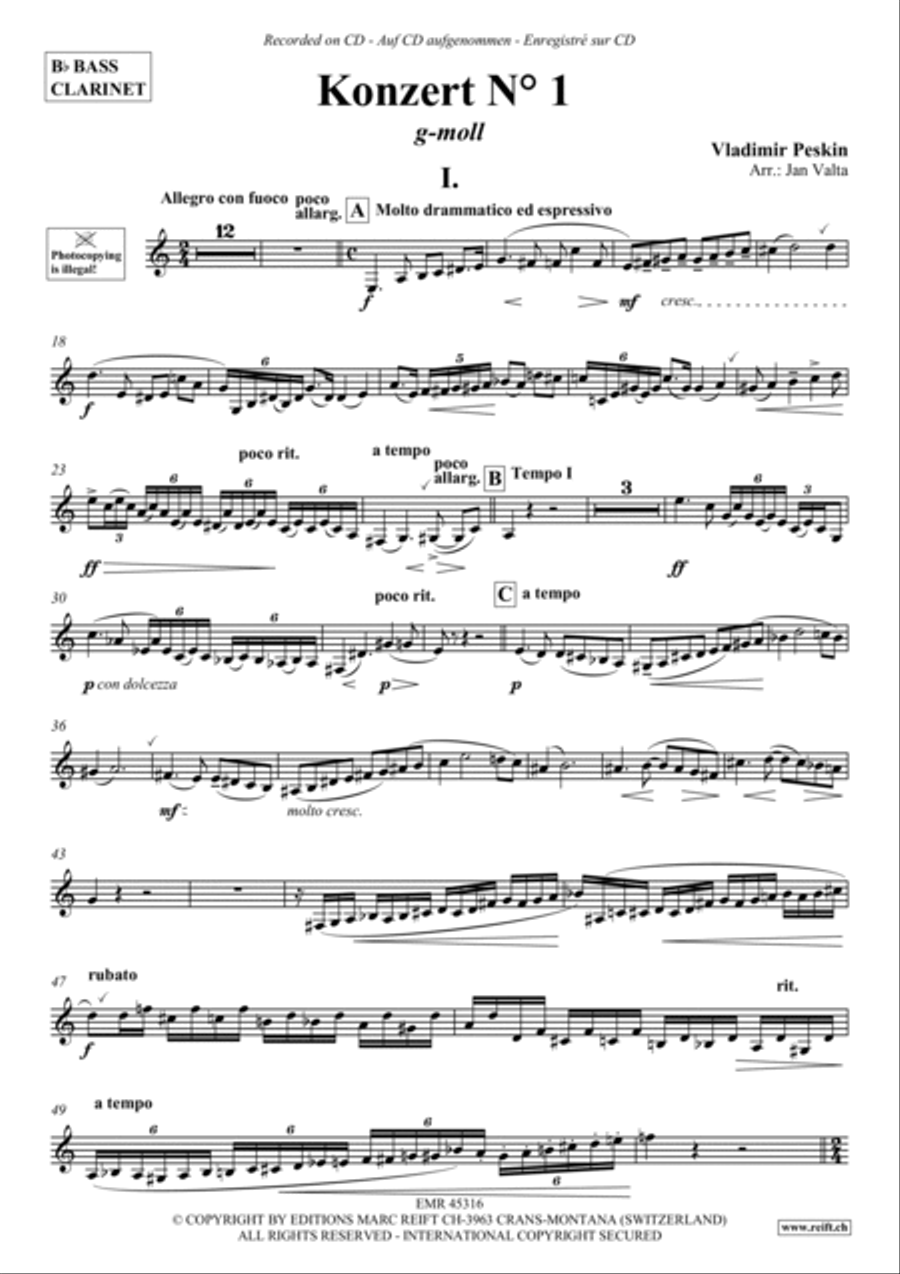 Konzert No. 1 g-moll Bass Clarinet scores gallery preview page 2