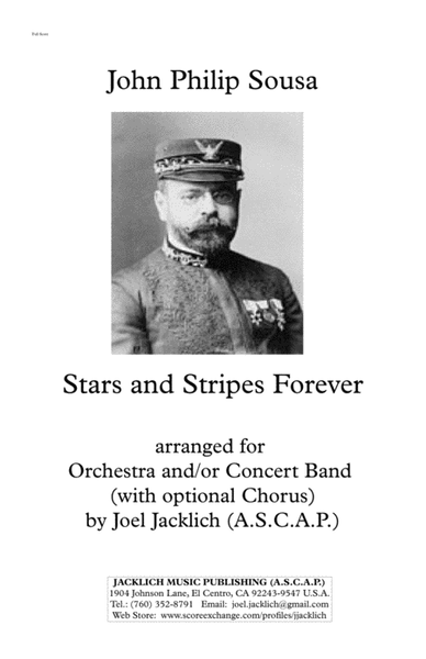 Stars and Stripes Forever (Orchestra and/or Concert Band, with optional Chorus) 11"x17" TABLOID SCOR image number null