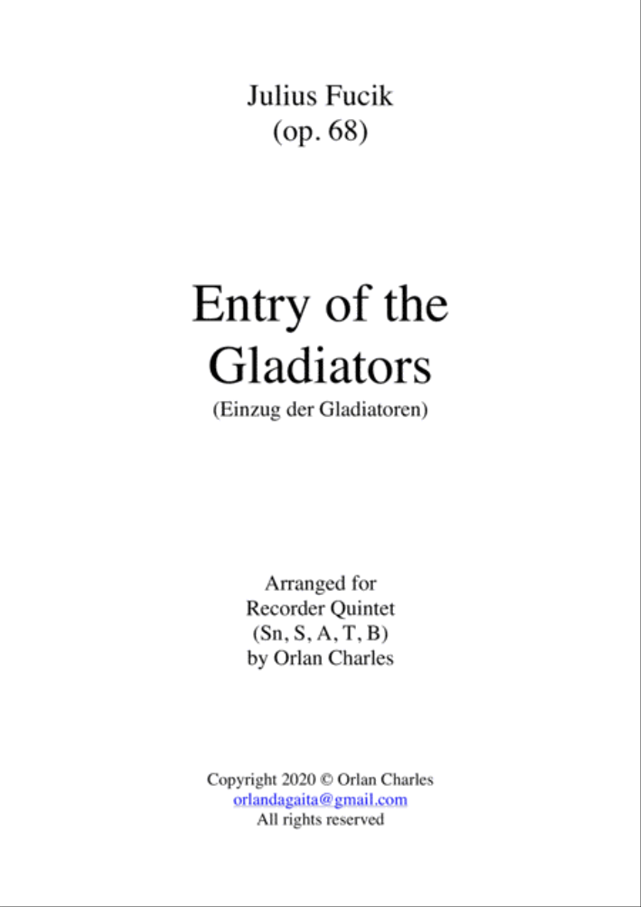 Julius Fucik - Entry of the Gladiators (circus music) - for recorder quintet image number null