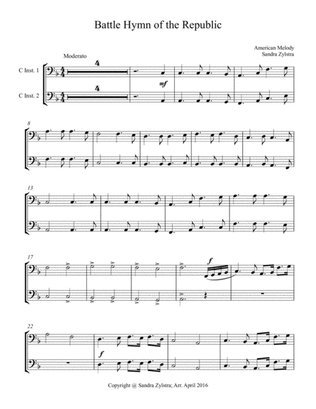 Battle Hymn of the Republic (bass C instrument duet, parts only)
