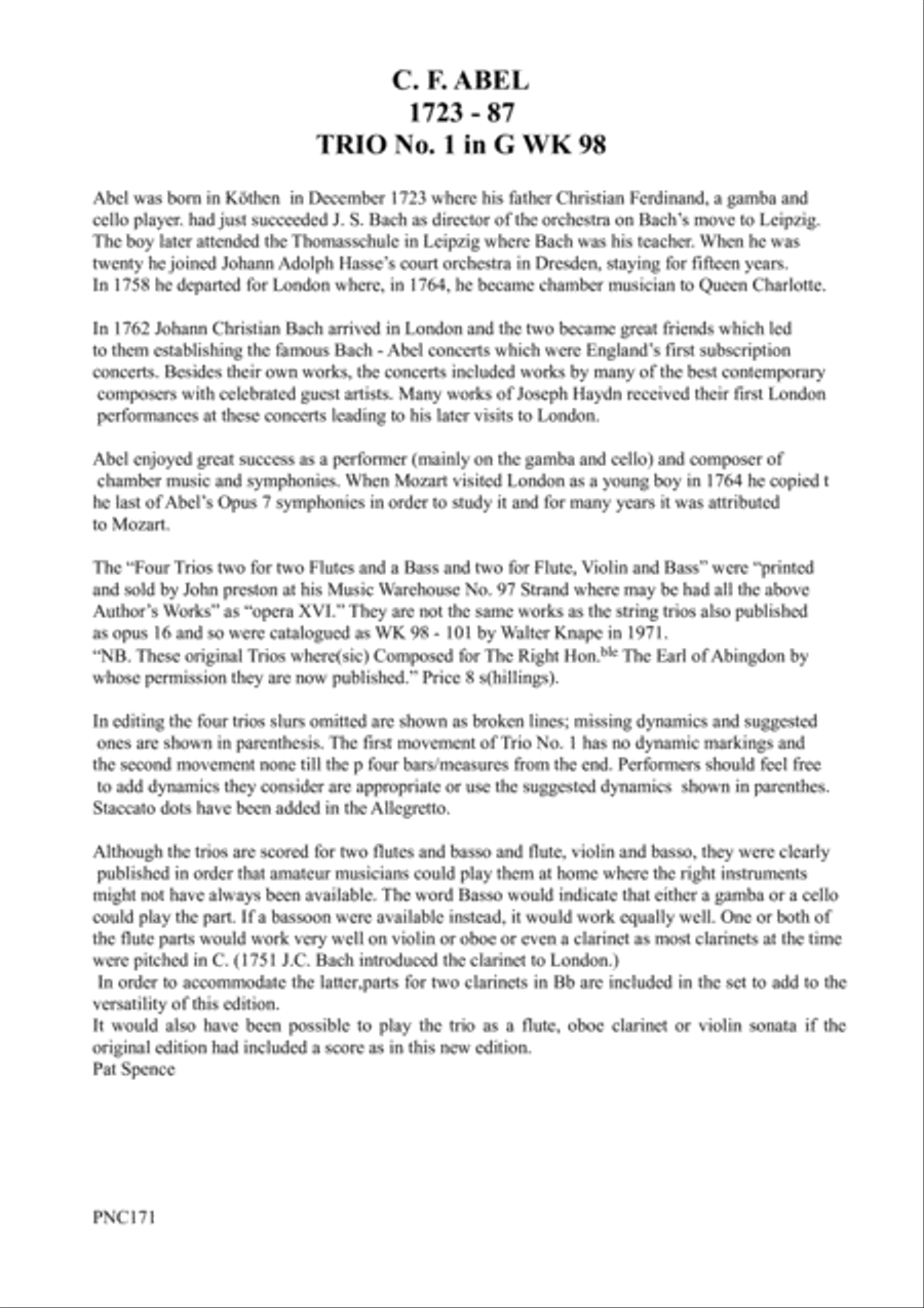 C. F. ABEL TRIO No. 1 IN G MAJOR Small Ensemble scores gallery preview page 2
