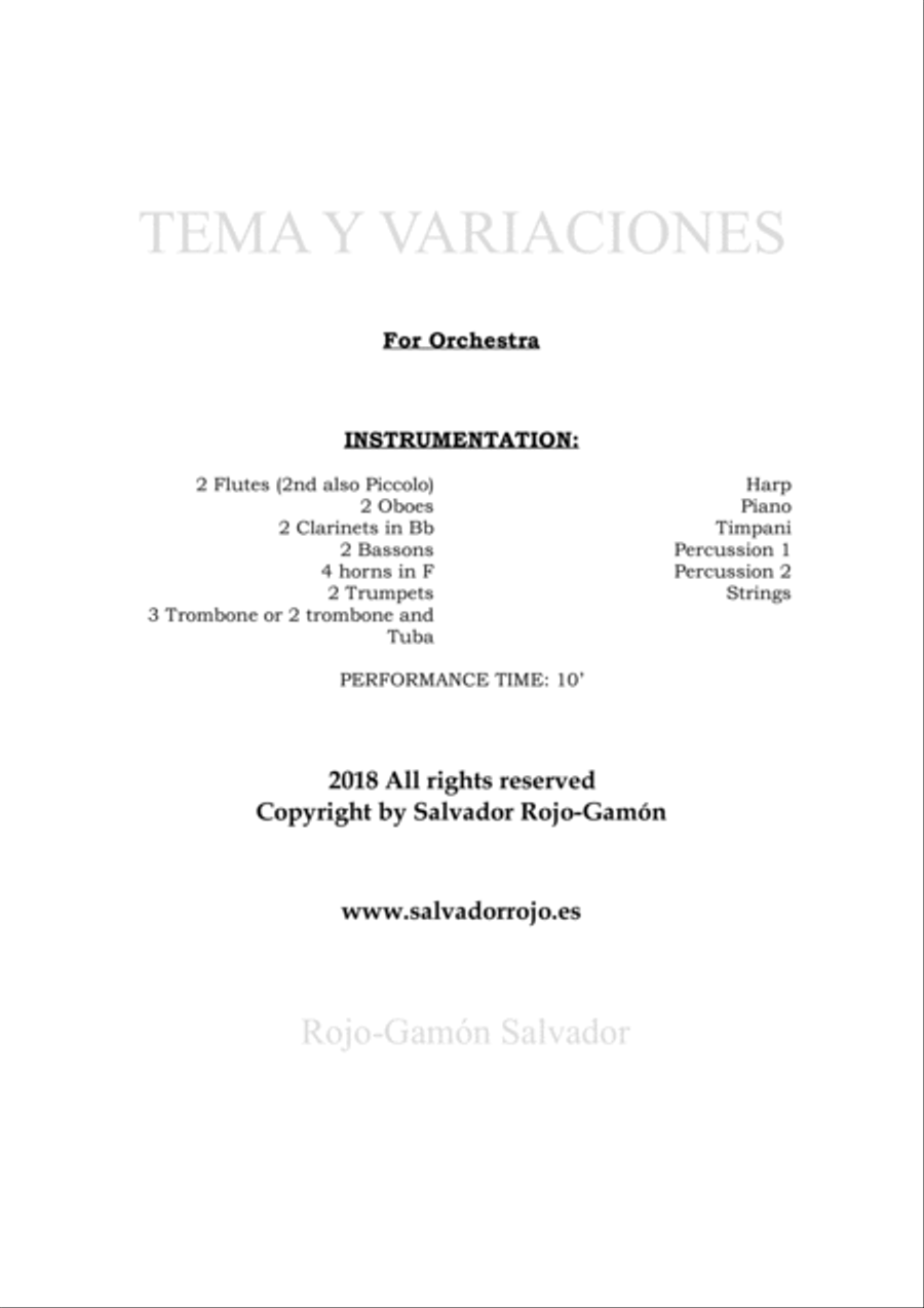 Tema y Variaciones Full Orchestra scores gallery preview page 2