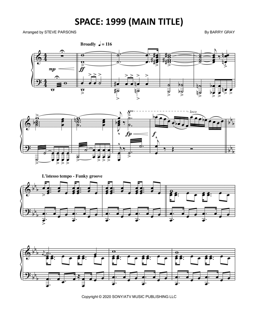 Space 1999 Piano Solo scores gallery preview page 1