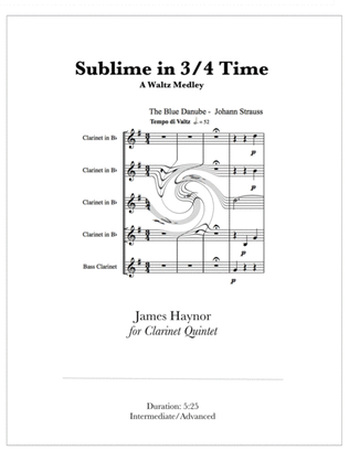 Book cover for Sublime in 3/4 Time for Clarinet Quintet